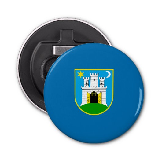 ザグレブ国旗、クロアチアボトルオープナー 栓抜き (正面)