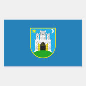 ザグレブ国旗、クロアチア長方形ステッカー 長方形シール (正面)