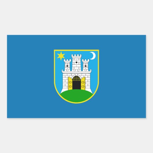 ザグレブ国旗、クロアチア長方形ステッカー 長方形シール (正面)