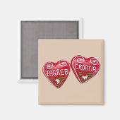 ザグレブ，クロアチア：ハート型リキタール マグネット (正面/裏面)