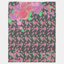 ザケーキピンクローズプリントフローラフリース フリースブランケット