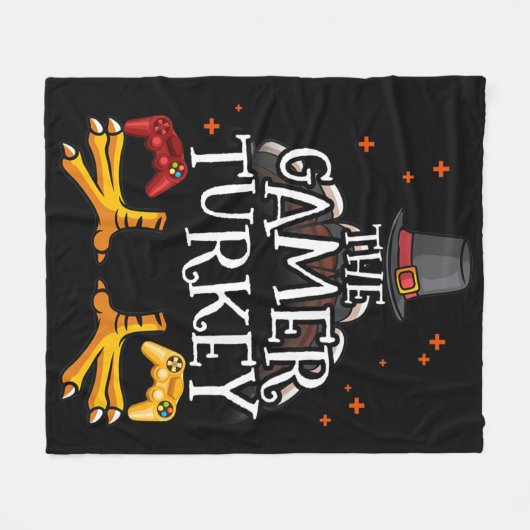 ザゲーマートルコ幸せな感謝祭ビデオゲームおもしろい フリースブランケット (正面(横))