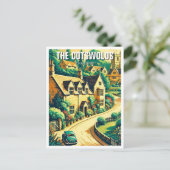 ザコッツウォルズビレッジヴィンテージ旅行ポスター ポストカード (スタンド正面)