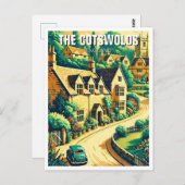 ザコッツウォルズビレッジヴィンテージ旅行ポスター ポストカード (正面/裏面)