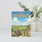 ザコッツウォルズビレッジヴィンテージ旅行ポスター ポストカード (スタンド正面)