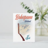 ザコパネポーランドのスキーポスター ポストカード (スタンド正面)