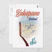 ザコパネポーランドのスキーポスター ポストカード (正面/裏面)