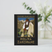 ザコパネポーランドヴィンテージ旅行ポスター復元 ポストカード (スタンド正面)