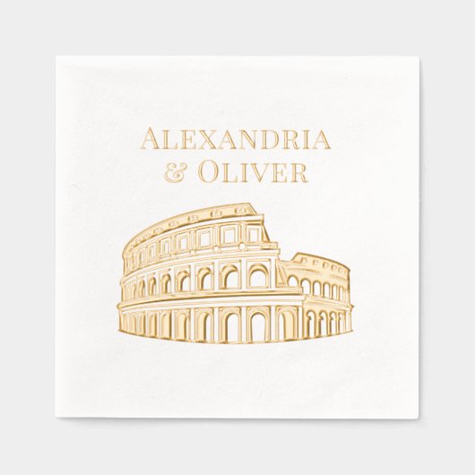 ザコリセウムローマイタリアカップル名 箔ナプキン (正面)