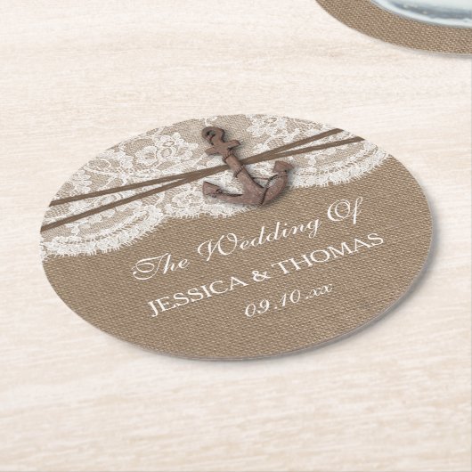 ザコレクシ素朴ョン結婚のいかり ラウンドペーパーコースター (アングル)