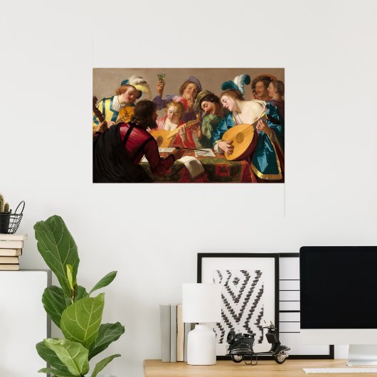 ザコンサート – Gerrit van Honthorstファインアートポスター ポスター (ホームオフィス)