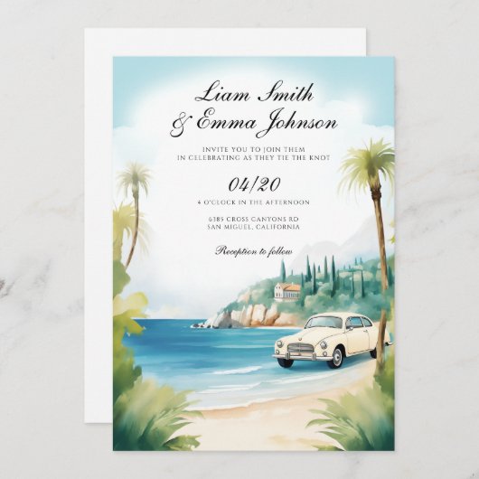 ザコートダジュール景観結婚式招待状 招待状 (正面/裏面)