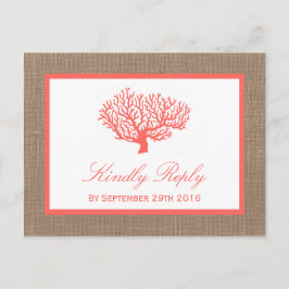 ザコーラルオンバーラップボホビーチ結婚式コレクション インビテーションポストカード