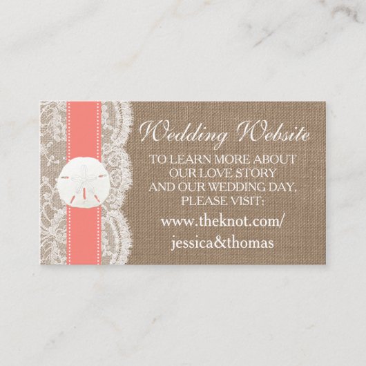 ザコーラルサンドドルコレクションビーチ結婚式 エンクロージャーカード (正面)