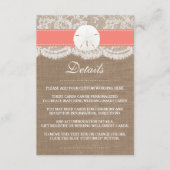 ザコーラルサンドドルコレクションビーチ結婚式 エンクロージャーカード (正面)