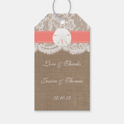 ザコーラルサンドドルコレクションビーチ結婚式 ギフトタグ (正面)