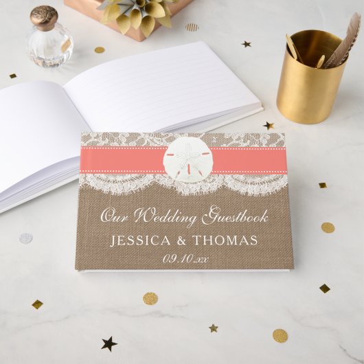 ザコーラルサンドドルコレクションビーチ結婚式 ゲストブック (正面見開き)