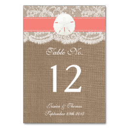 ザコーラルサンドドルコレクションビーチ結婚式 テーブルナンバー