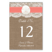 ザコーラルサンドドルコレクションビーチ結婚式 テーブルナンバー (裏面)