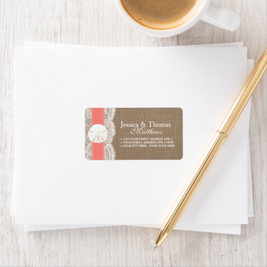 ザコーラルサンドドルコレクションビーチ結婚式 ラベル (インサイチュ)