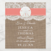 ザコーラルサンドドルコレクションビーチ結婚式 ワインラベル (シングルラベル)