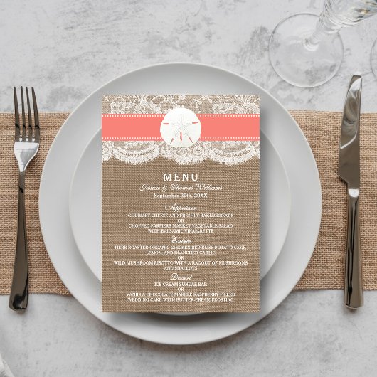 ザコーラルサンドドル結婚のコレクションメニュー メニュー