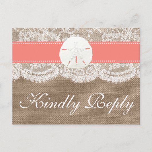 ザコーラルサンド結婚ドルズコレクションRSVP インビテーションポストカード (正面)