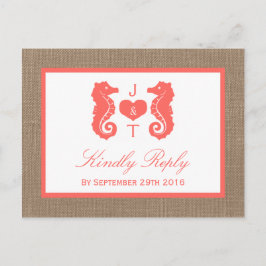 ザコーラルシーホースバーラップビーチ結婚式コレクション インビテーションポストカード