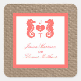 ザコーラルシーホースバーラップビーチ結婚式コレクション スクエアシール