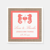 ザコーラルシーホースバーラップビーチ結婚式コレクション スタンダードカクテルナプキン (正面)