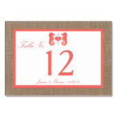 ザコーラルシーホースバーラップビーチ結婚式コレクション テーブルナンバー (裏面)