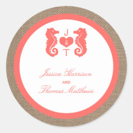 ザコーラルシーホースバーラップビーチ結婚式コレクション ラウンドシール