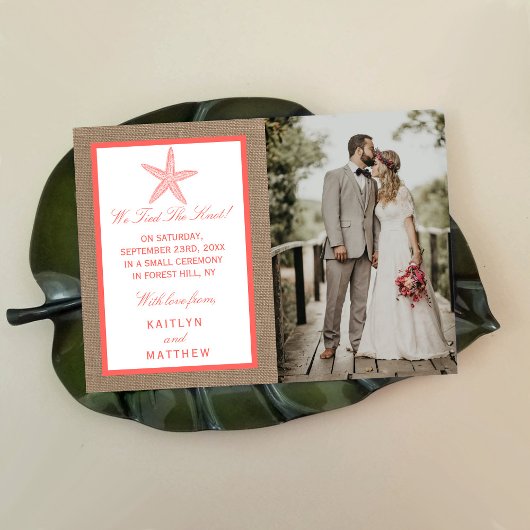 ザコーラルスターフィッシュバーラップビーチ結婚式コレクション 案内状