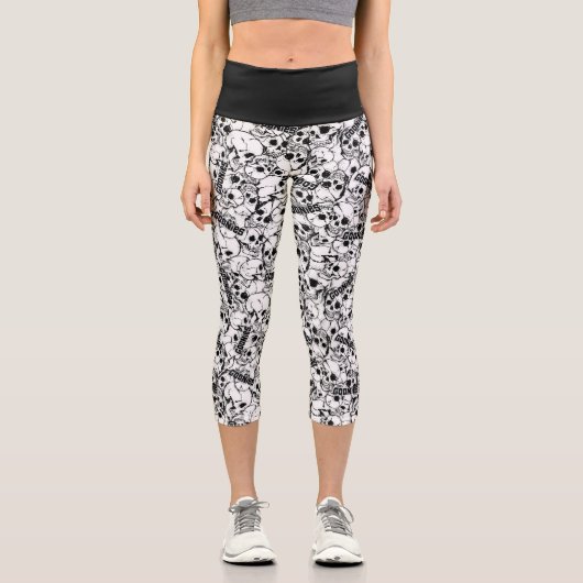 ザゴニーの片目の荒々しいスカル カプリレギンス (正面)