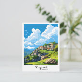 ザゴリギリシャアートヴィンテージトラベルイラストレーション ポストカード (スタンド正面)