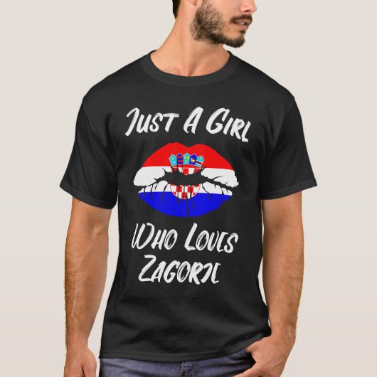 ザゴルエ口唇クロアチア国旗 Tシャツ (正面)