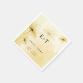 ザゴールデンアワーグレース&モノグラム結婚フローラ スタンダードカクテルナプキン (角)