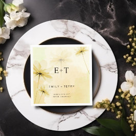 ザゴールデンアワーグレース&モノグラム結婚フローラ スタンダードカクテルナプキン