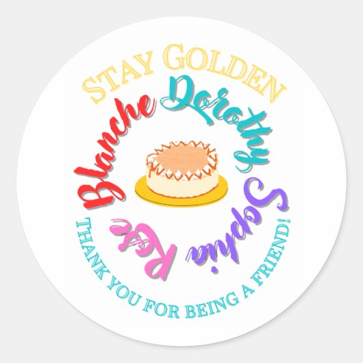ザゴールデンガールズステイゴールデンタイポグラフィチーズケーキ ラウンドシール (正面)