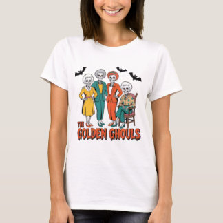 ザゴールデングールズ面白いハロウィーンスケルトンレディース Tシャツ