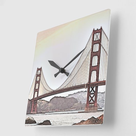 ザゴールデンゲートブリッジ – カリフォルニア州サンフランシスコ スクエア壁時計 (傾斜)