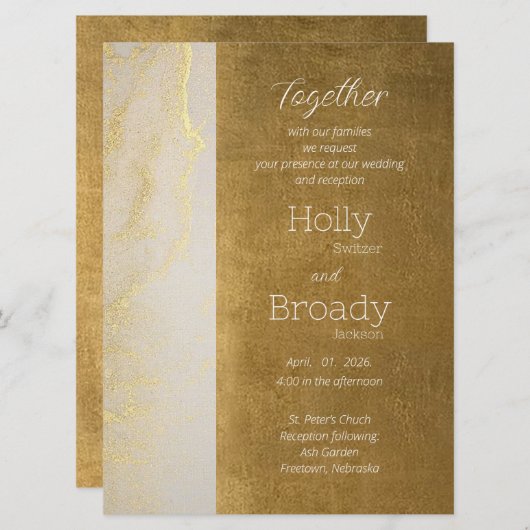 ザゴールデンデイフラット結婚式招待状 招待状 (正面/裏面)