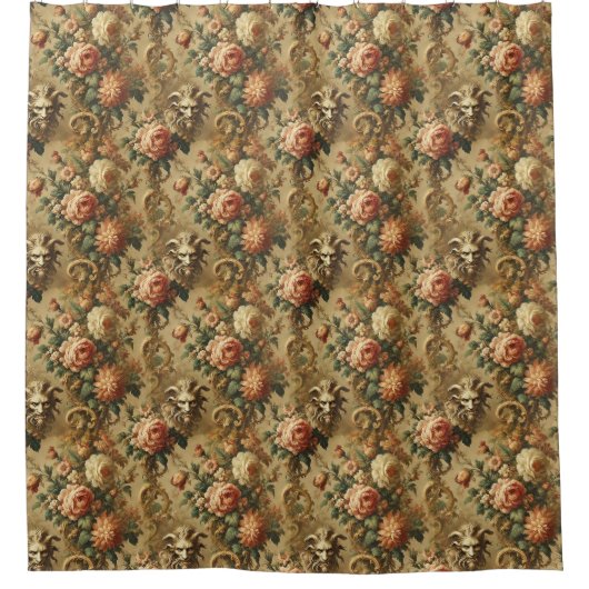 ザゴールデンフィエンド – ゴシックビクトリアンデザイン シャワーカーテン (正面)