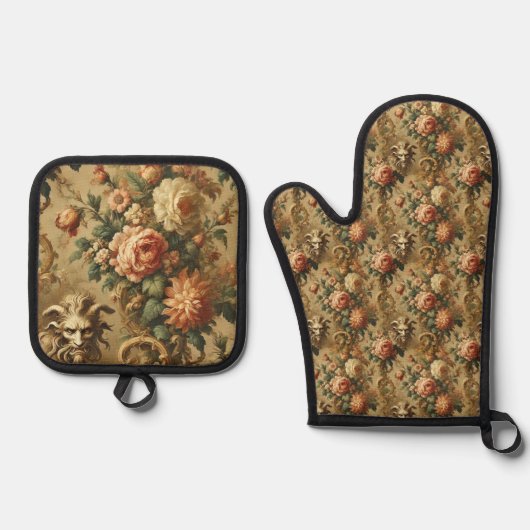 ザゴールデンフィエンド – ゴシックビクトリアン 鍋つかみ&鍋敷きセット (正面)