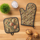 ザゴールデンフィエンド – ゴシックビクトリアン 鍋つかみ&鍋敷きセット (トップダウン)