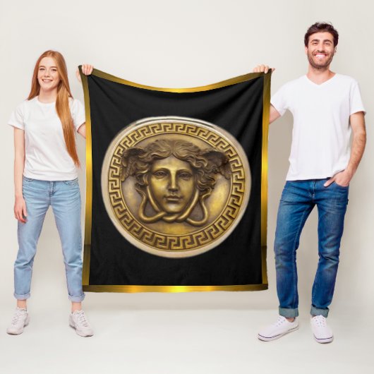 ザゴールデンメドゥーサゴルゴンギリシャ鍵 フリースブランケット (インサイチュ)