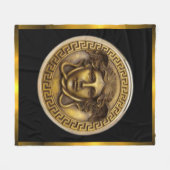 ザゴールデンメドゥーサゴルゴンギリシャ鍵 フリースブランケット (正面(横))