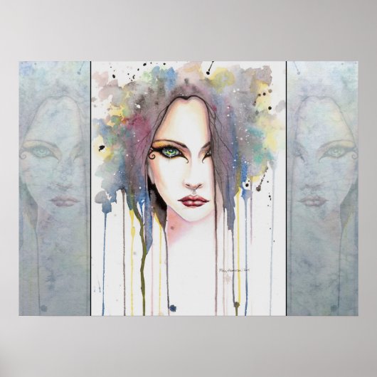 ザサイキックファンタジーウーマンポートレートウォーターカラーアート ポスター (正面)