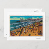 ザサイクロンレーサーとビーチ群集、長いビーチ ポストカード (正面/裏面)