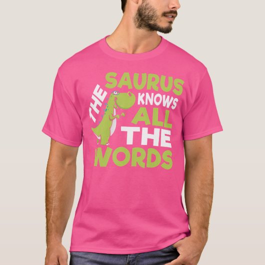 ザサウルスおもしろい類義語辞典プン恐竜シャツ Tシャツ (正面)